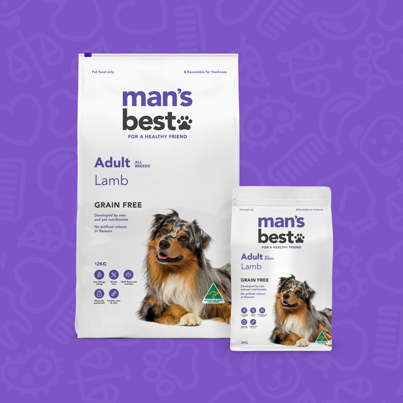 Mans Best Adult Premium Grain Free Lamb Dry Dog Food 12kg (+_+)