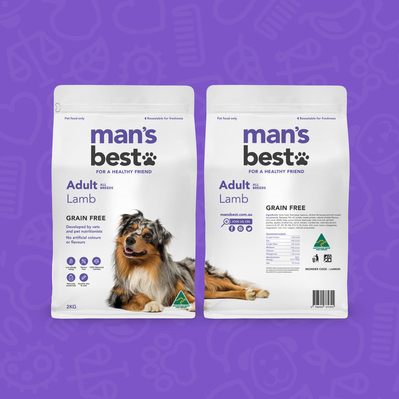 Mans Best Adult Premium Grain Free Lamb Dry Dog Food 12kg (+_+)
