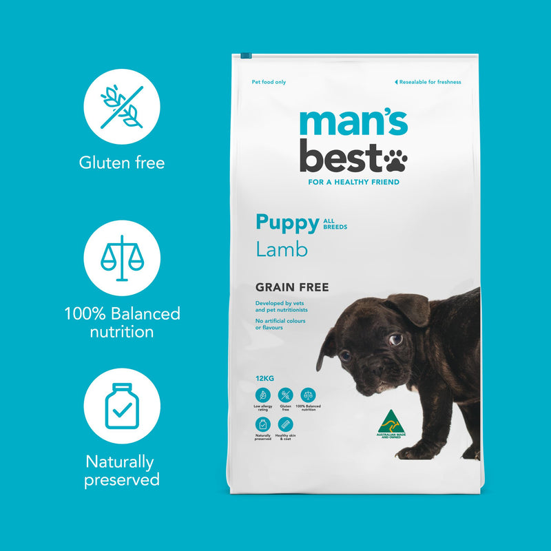 Mans Best Puppy Premium Grain Free Lamb Dry Food 12kg (+_+)