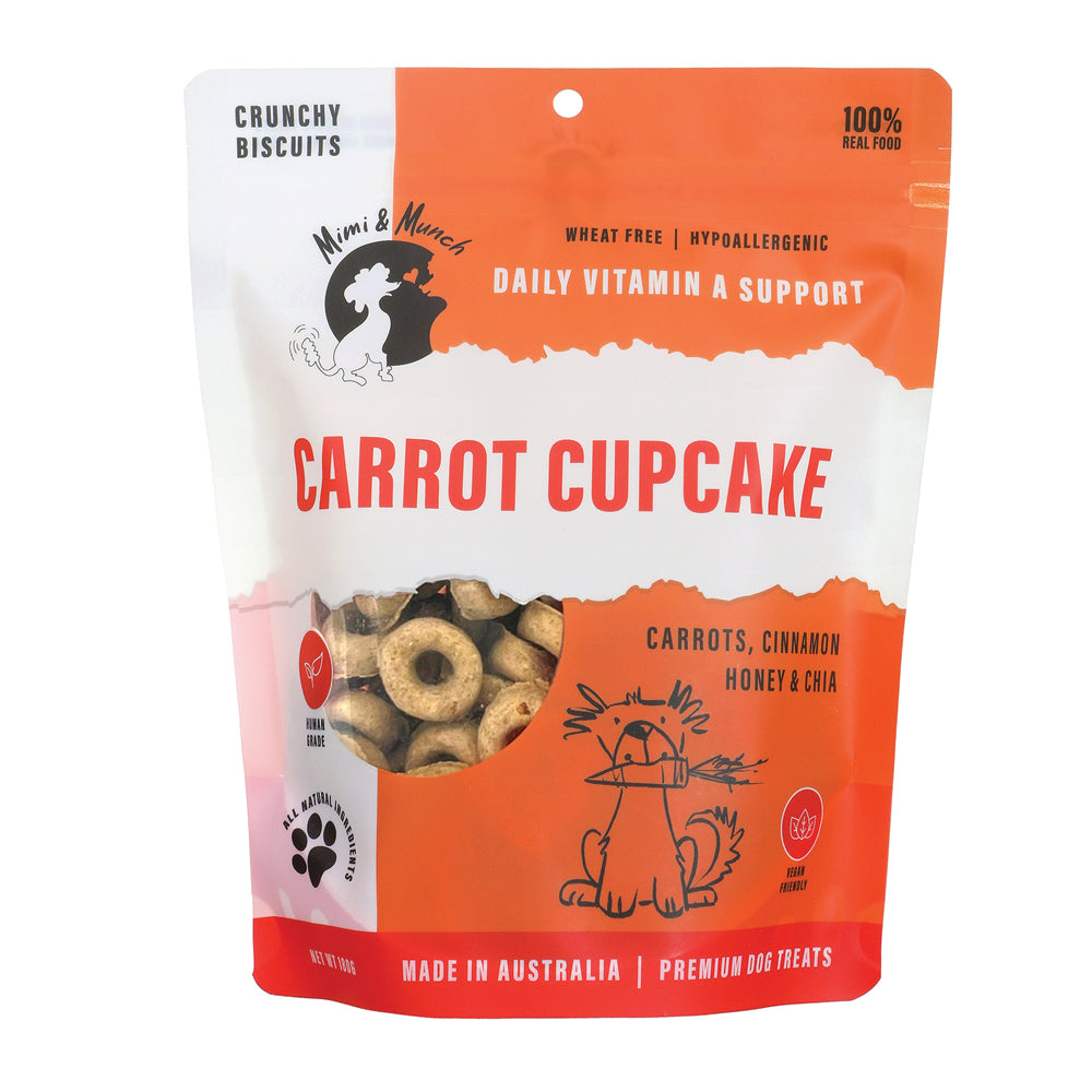 Mimi and Munch Wheat Free Carrot Cupcake Dog Biscuit Treats 180g (+_+)-Habitat Pet Supplies