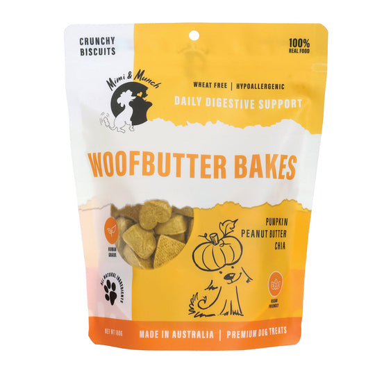 Mimi and Munch Wheat Free Woofbutter Bakes Mini Dog Biscuit Treats 180g