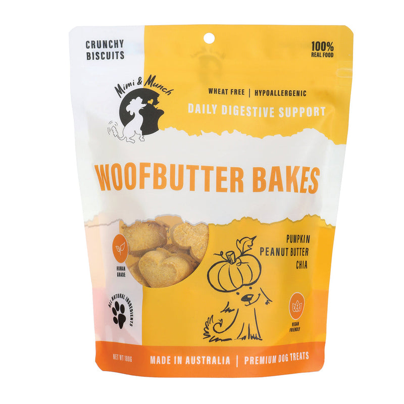 Mimi and Munch Wheat Free Woofbutter Bakes Regular Dog Biscuit Treats 180g (+_+)-Habitat Pet Supplies