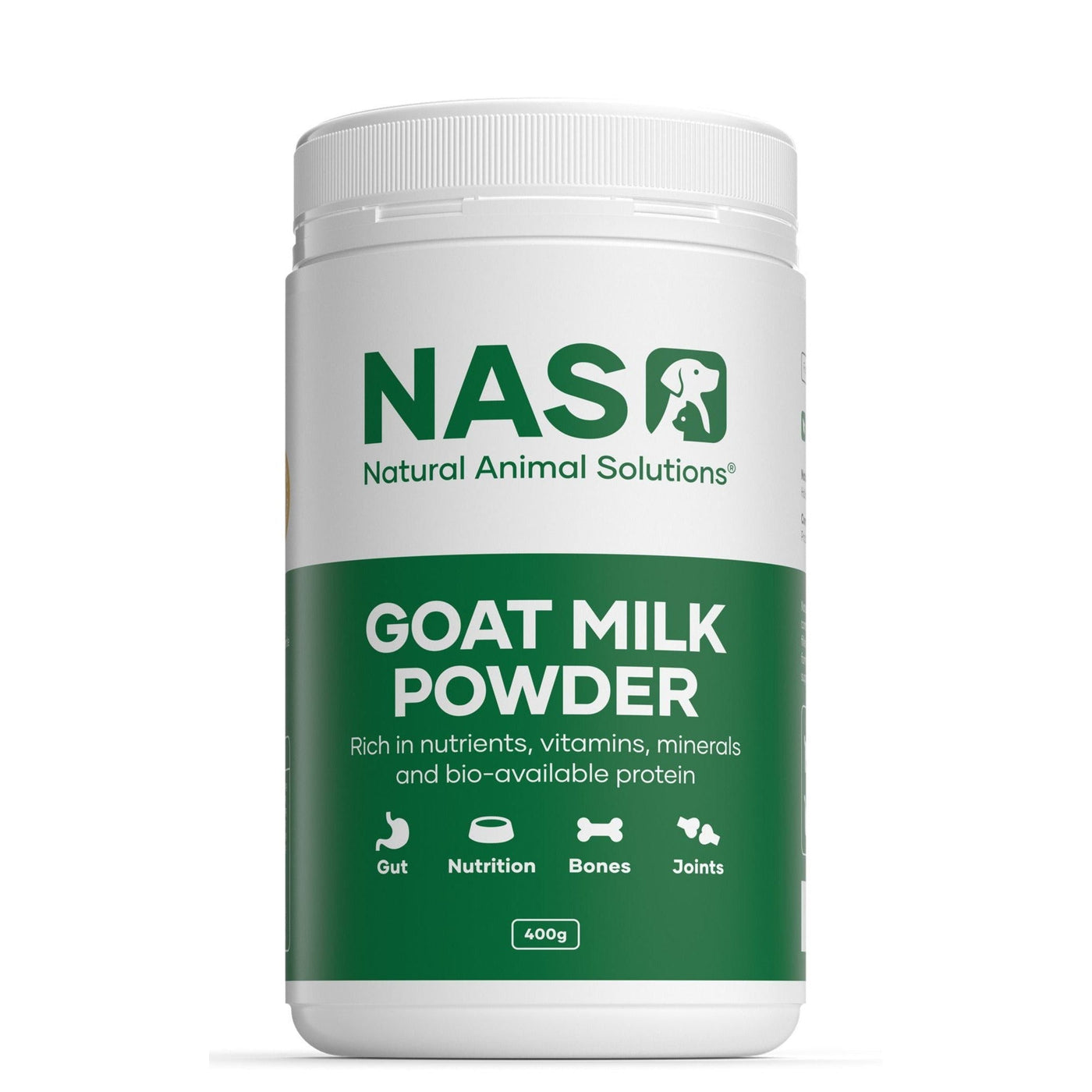 Natural Animal Solutions Goat Milk Powder Supplement for Dogs and Cats 400g Habitat Pet Supplies
