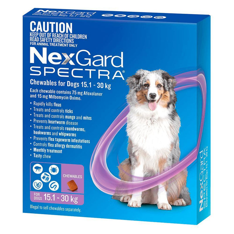 Nexgard Spectra Dog 15.1-30kg Purple 3 Pack-Habitat Pet Supplies