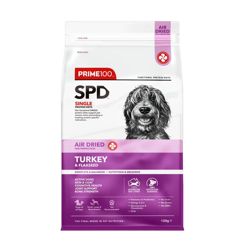 PRIME 100 SPD Air Dried Turkey and Flaxseed Dog Food 120g-Habitat Pet Supplies