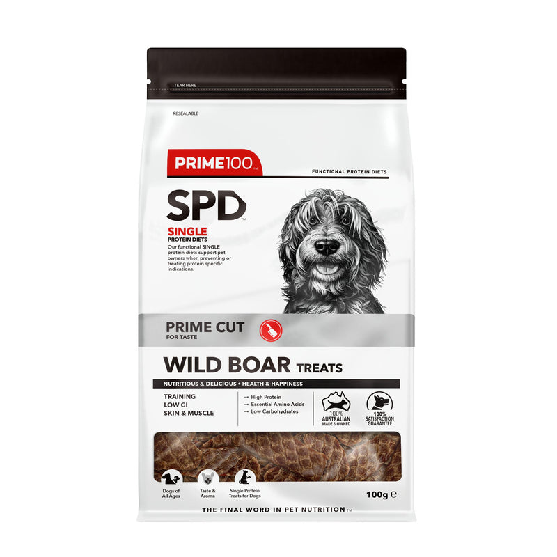 PRIME 100 SPD Prime Cut Wild Boar Single Protein Dog Treats 100g-Habitat Pet Supplies