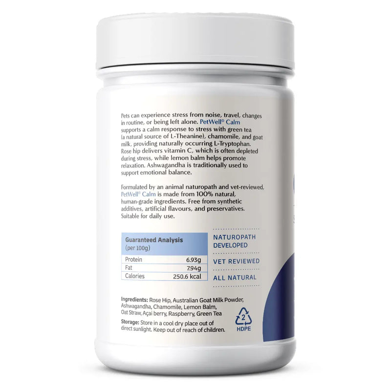PetWell Calm Natural Anxiety Aid Supplement for Dogs and Cats 125g