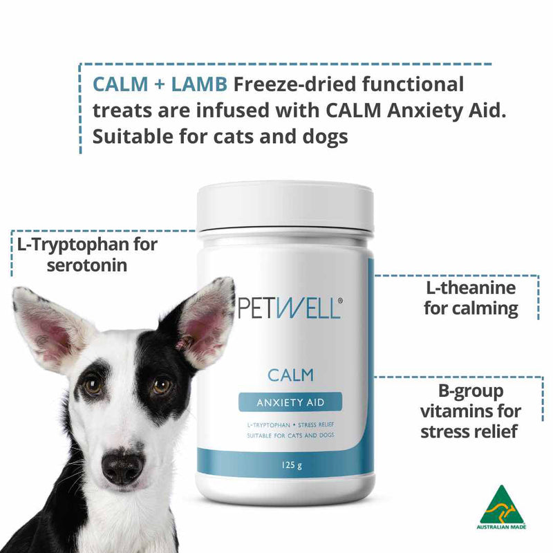 PetWell Calm Natural Anxiety Aid Supplement for Dogs and Cats 125g
