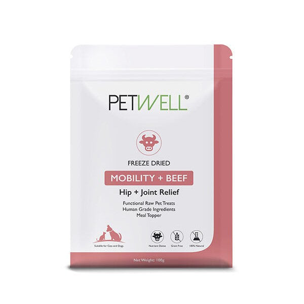 PetWell Freeze Dried Beef with Mobility Support Functional Treats for Dogs and Cats 100g-Habitat Pet Supplies
