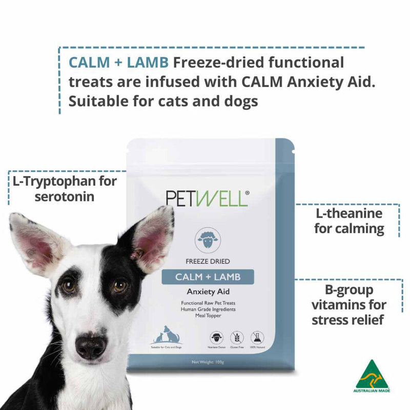 PetWell Freeze Dried Lamb with Calm Support Functional Treats for Dogs and Cats 100g
