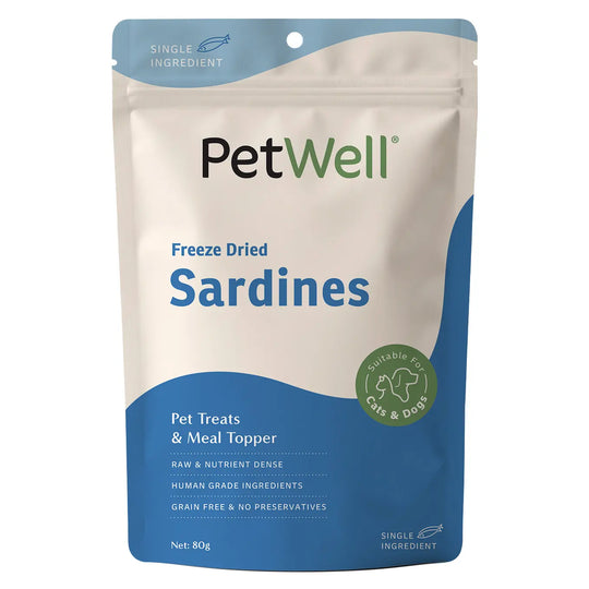 PetWell Freeze Dried Whole Sardines Treats for Dogs and Cats 80g