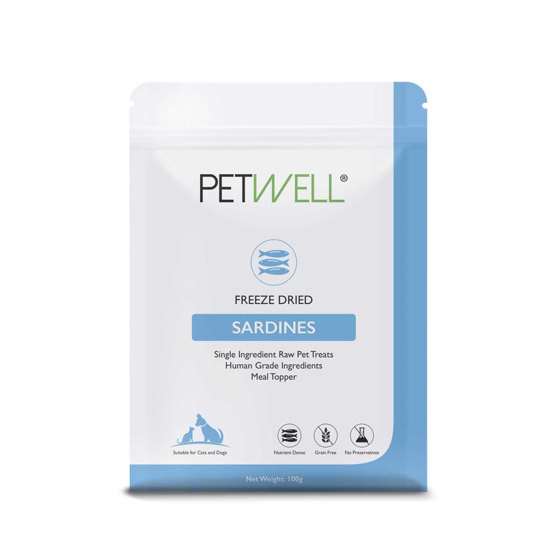 PetWell Freeze Dried Whole Sardines Treats for Dogs and Cats 80g-Habitat Pet Supplies