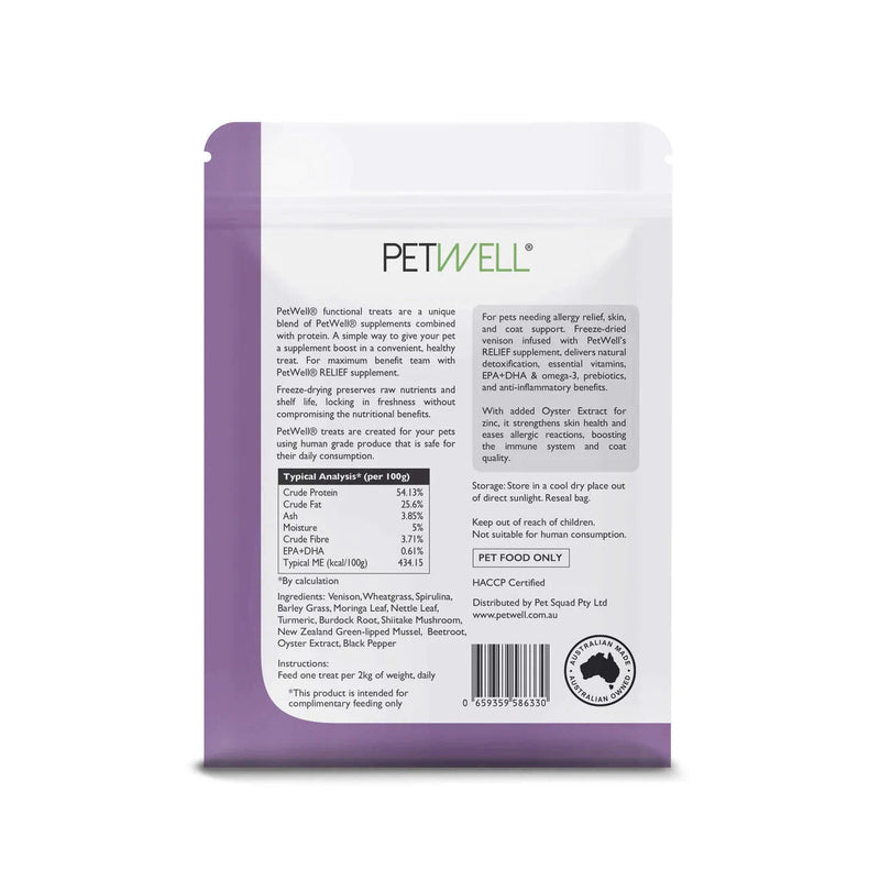 PetWell Relief + Venison Functional Treats for Dogs and Cats 100g