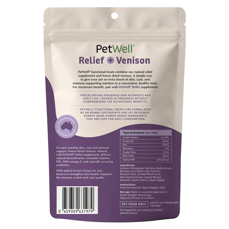 PetWell Relief + Venison Functional Treats for Dogs and Cats 80g