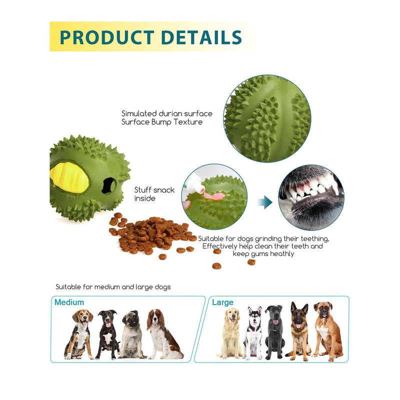 Petopia Tough Durable Durian with Strap Large Rubber Dog Toy Assorted Colours