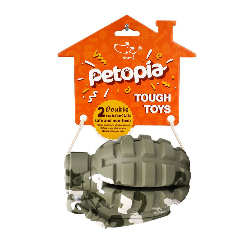 Petopia Tough Hand Grenade Rubber Dog Toy-Habitat Pet Supplies
