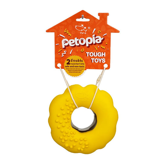 Petopia Tough Mochi Donut Rubber Dog Toy Assorted Colours