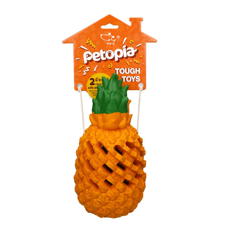 Petopia Tough Pawesome Pineapple Large Rubber Dog Toy-Habitat Pet Supplies