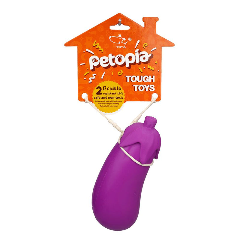 Petopia Tough Stuffed Eggplant Large Rubber Dog Toy-Habitat Pet Supplies