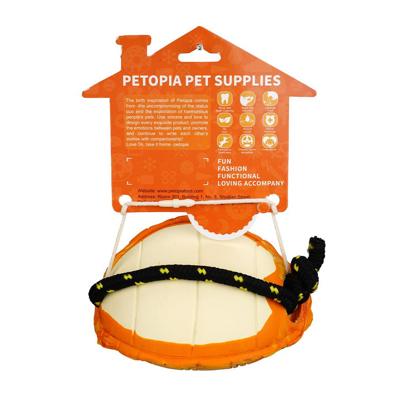 Petopia Tough Titan Turtle with Rope Large Rubber Dog Toy Assorted Colours