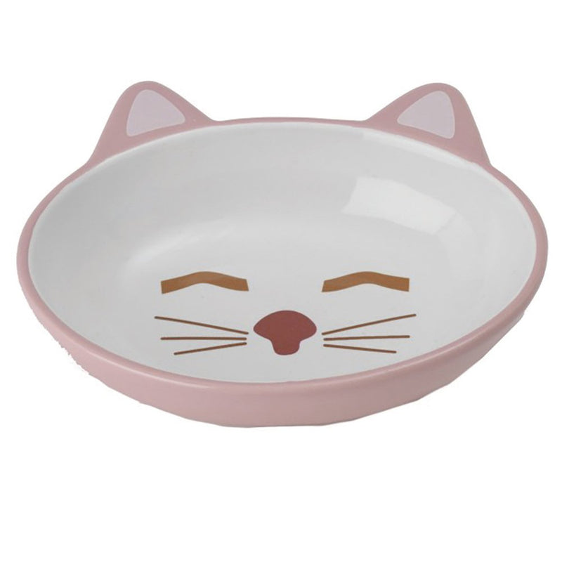 Petrageous Here Kitty Cat Bowl Oval Pink 13cm-Habitat Pet Supplies