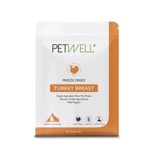 Petwell Freeze Dried Turkey Breast Treats for Dogs and Cats 80g