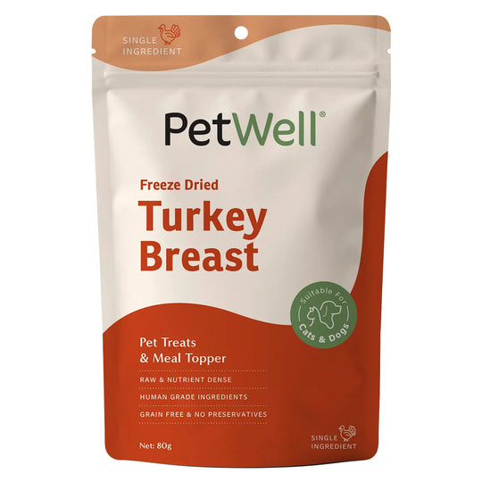 Petwell Freeze Dried Turkey Breast Treats for Dogs and Cats 80g