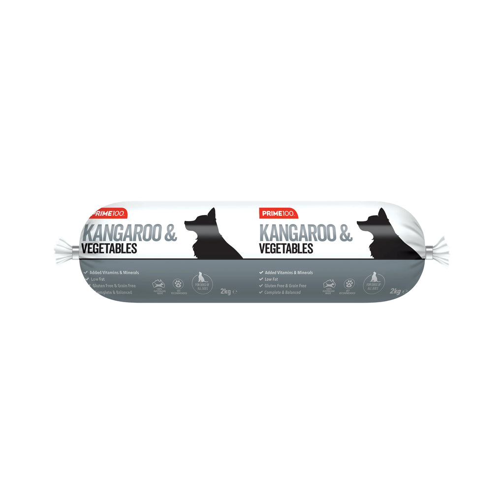 Prime 100 Dog Kangaroo and Vegetable Roll 2kg-Habitat Pet Supplies