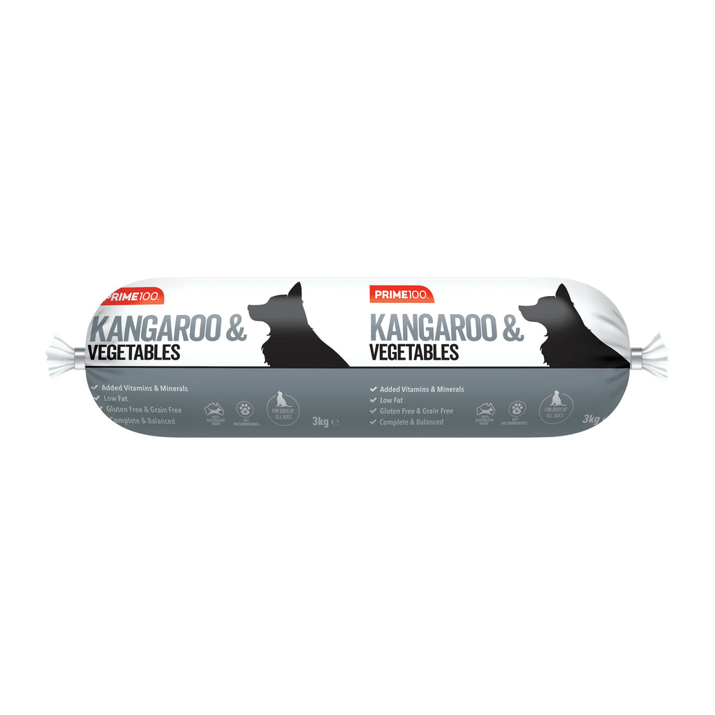 Prime 100 Dog Kangaroo and Vegetable Roll 3kg-Habitat Pet Supplies