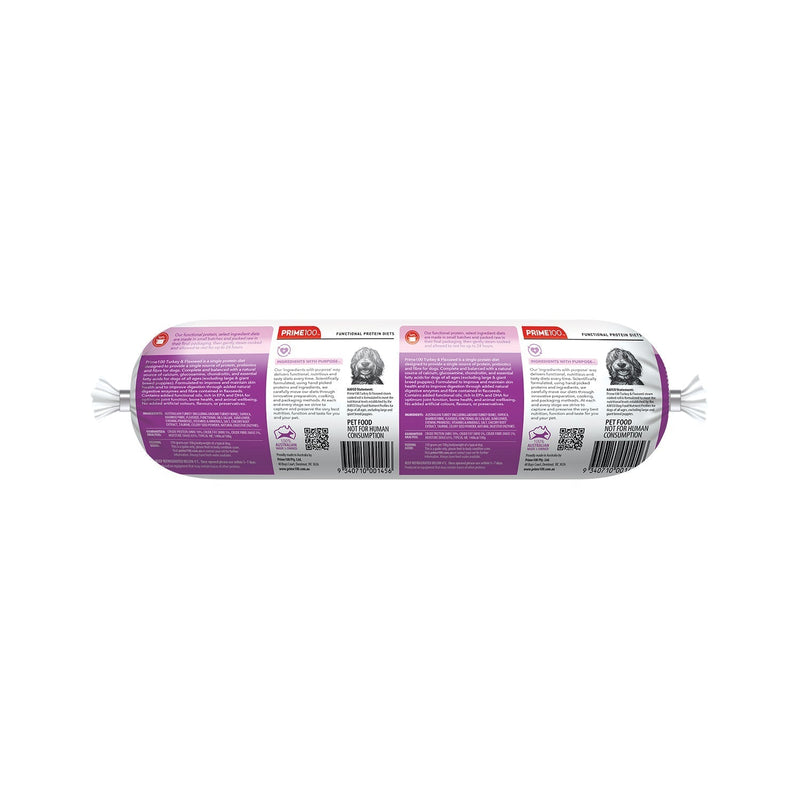 Prime 100 Dog SPD Turkey and Flaxseed Roll Prime 800g