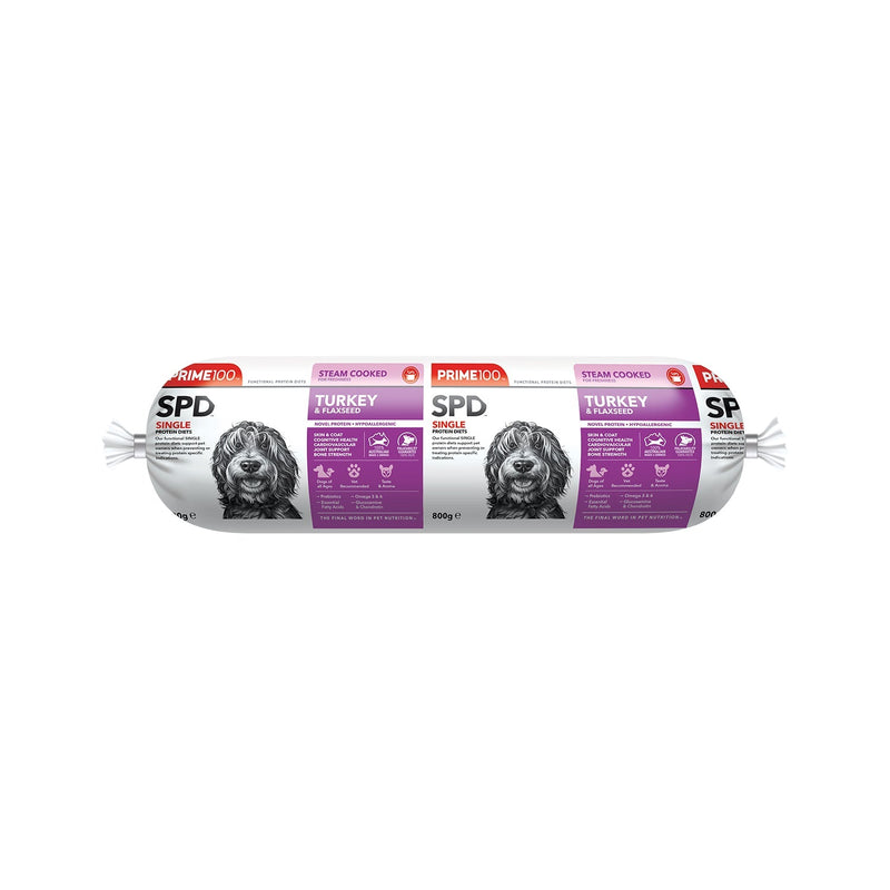 Prime 100 Dog SPD Turkey and Flaxseed Roll Prime 800g-Habitat Pet Supplies