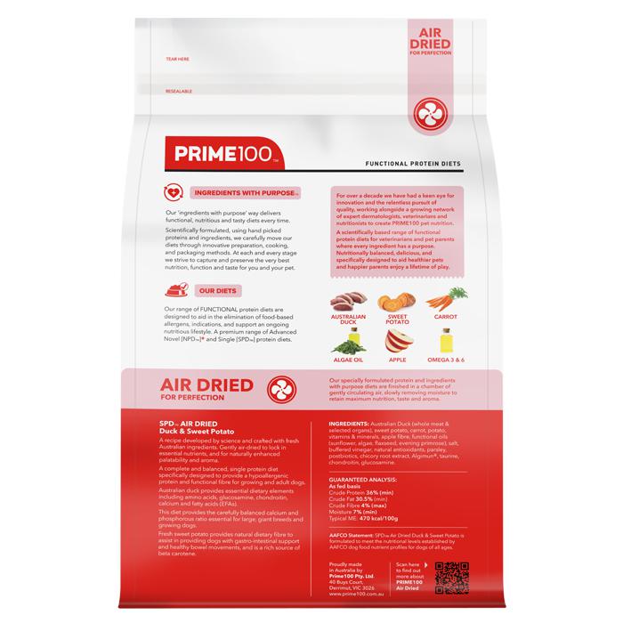 Prime 100 SPD Air Duck and Sweet Potato Dog Food 2.2kg
