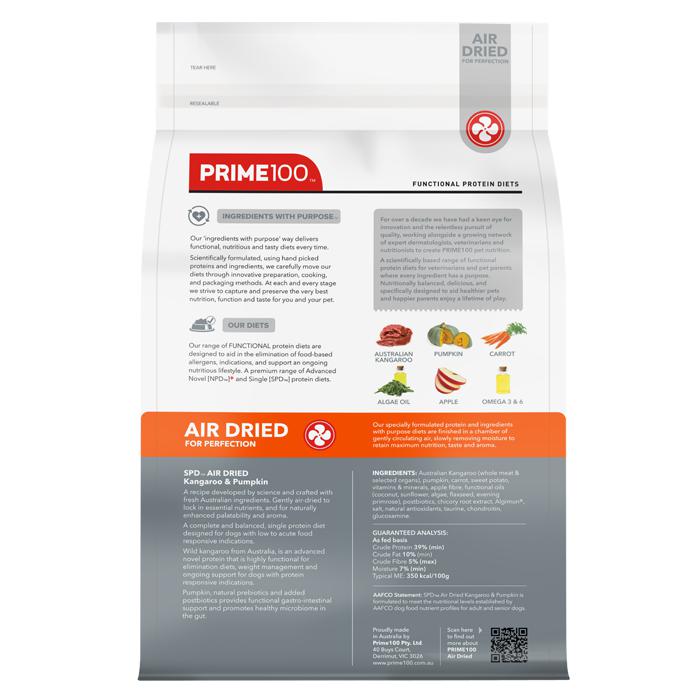 Prime 100 SPD Air Kangaroo and Pumpkin Dog Food 2.2kg