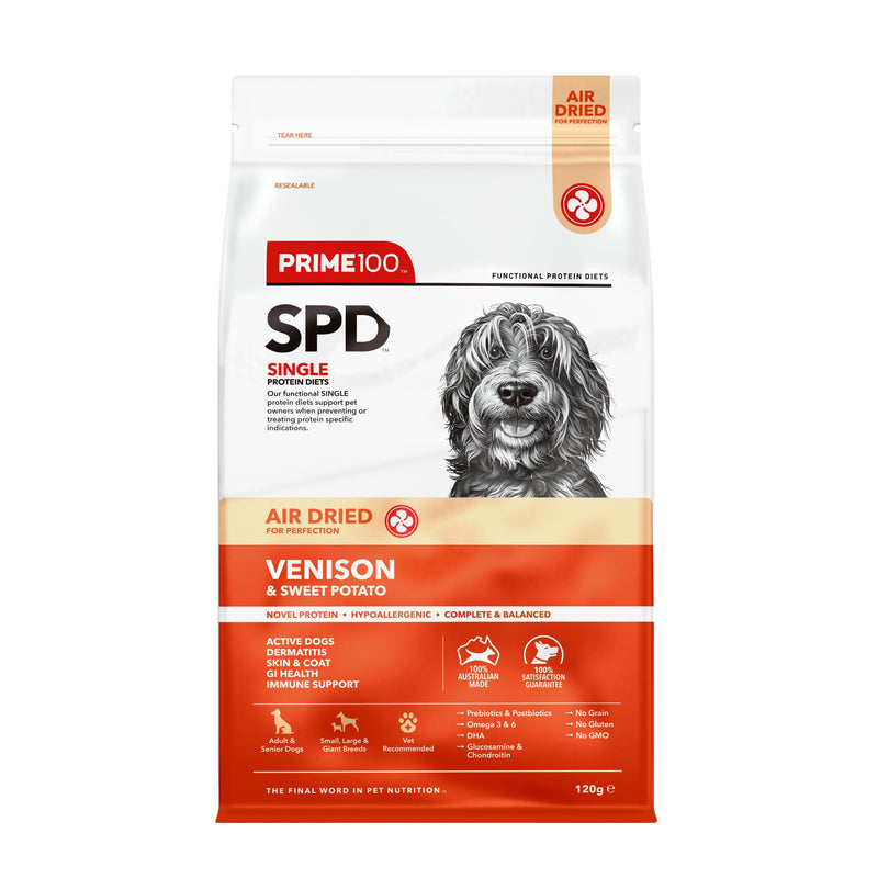 Prime 100 SPD Air Venison and Sweet Potato Dog Food 120g-Habitat Pet Supplies