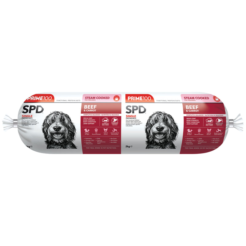 Prime 100 SPD Beef and Carrot Dog Food Roll 2kg-Habitat Pet Supplies