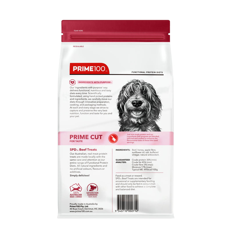 Prime 100 SPD Prime Cut Beef Single Protein Dog Treats 100g