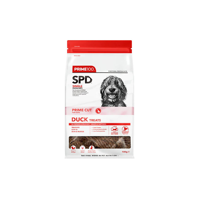Prime 100 SPD Prime Cut Duck Single Protein Dog Treats 100g***-Habitat Pet Supplies
