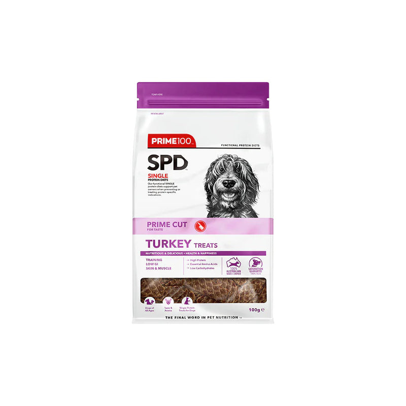 Prime 100 SPD Prime Cut Turkey Single Protein Dog Treats 100g-Habitat Pet Supplies
