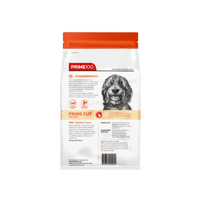 Prime 100 SPD Prime Cut Venison Single Protein Dog Treats 100g