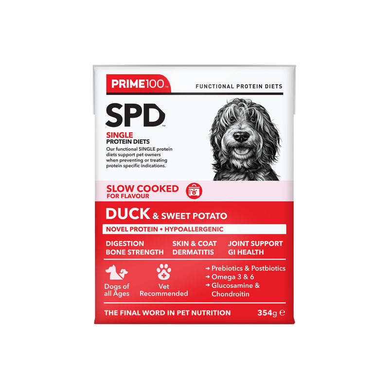 Prime 100 Slow Cooked Duck and Sweet Potato Dog Food 354g