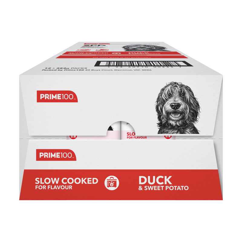 Prime 100 Slow Cooked Duck and Sweet Potato Dog Food 354g x12