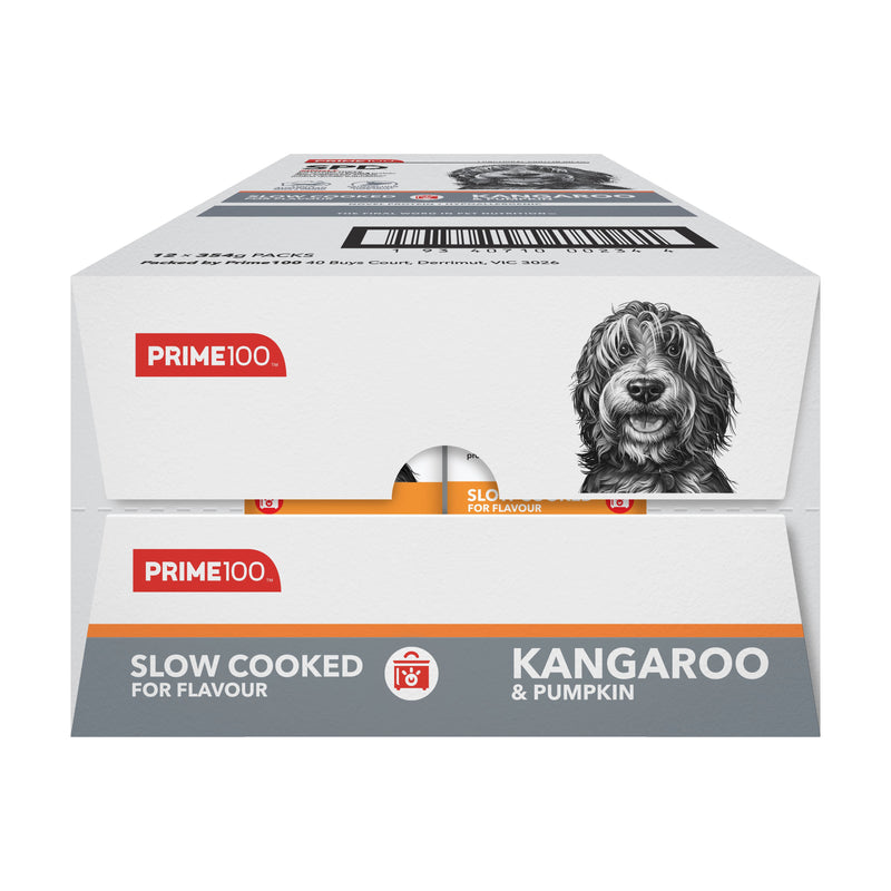 Prime 100 Slow Cooked Kangaroo and Pumpkin Dog Food 354g x12