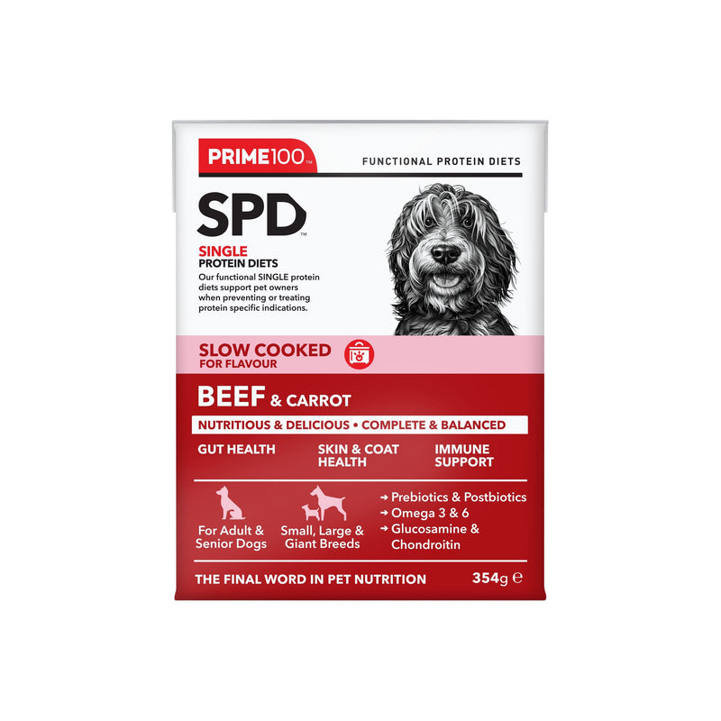 Prime 100 Slow Cooked SPD Beef and Carrot Dog Food 354g