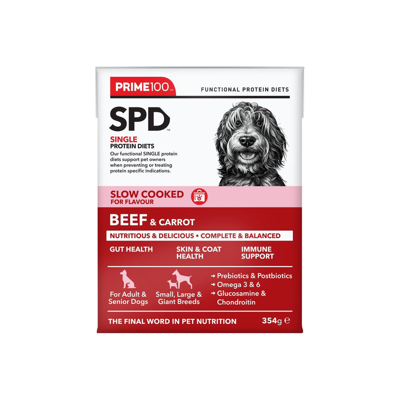 Prime 100 Slow Cooked SPD Beef and Carrot Dog Food 354g x 12
