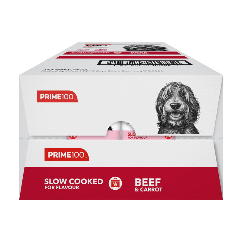 Prime 100 Slow Cooked SPD Beef and Carrot Dog Food 354g x 12