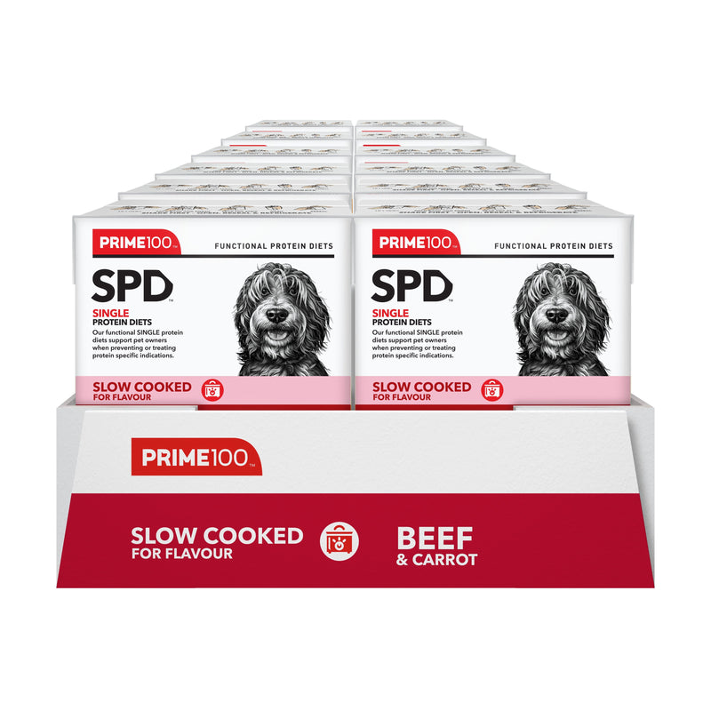 Prime 100 Slow Cooked SPD Beef and Carrot Dog Food 354g x 12-Habitat Pet Supplies