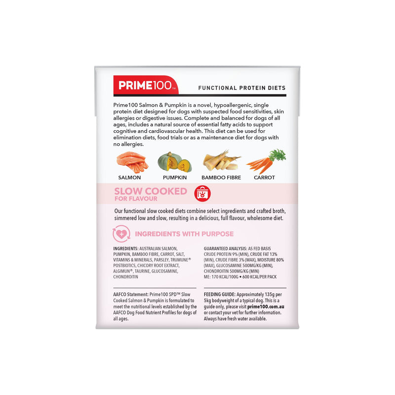 Prime 100 Slow Cooked Salmon and Pumpkin Dog Food 354g x12