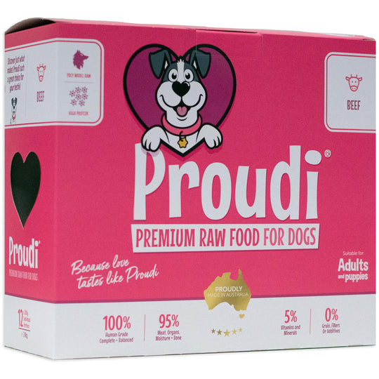 Proudi Beef Raw Dog Food Patties 2.4kg