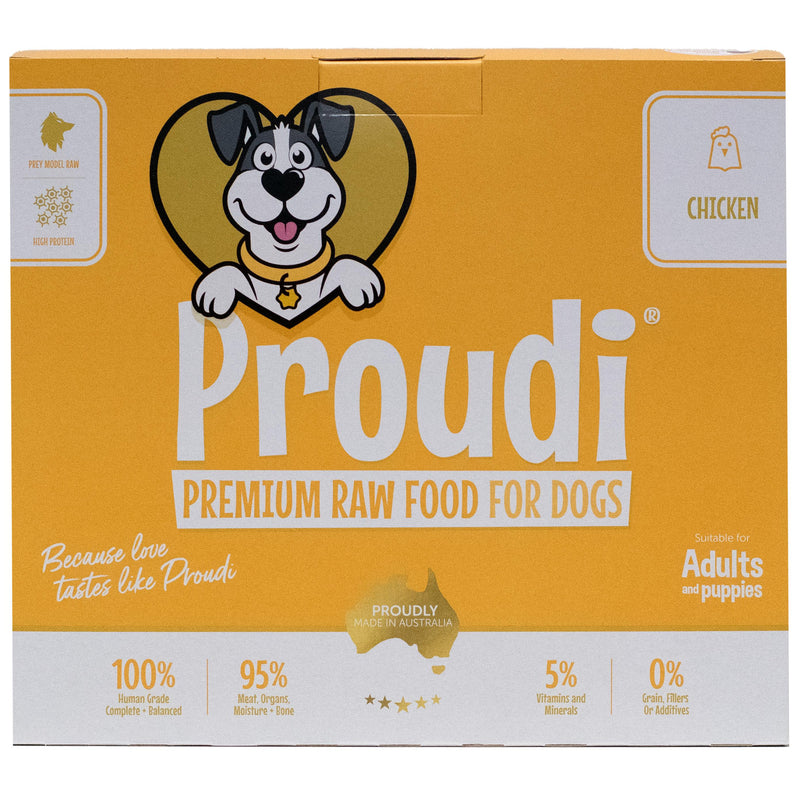 Proudi Chicken Raw Dog Food Patties 2.4kg