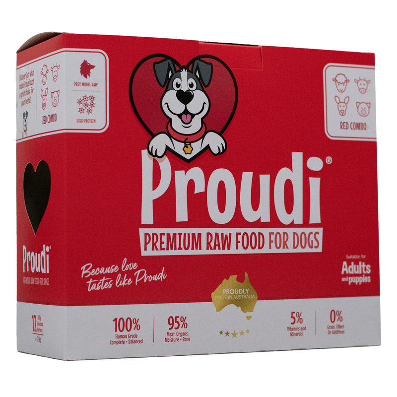 Proudi Combo Raw Dog Food Patties 2.4kg-Habitat Pet Supplies